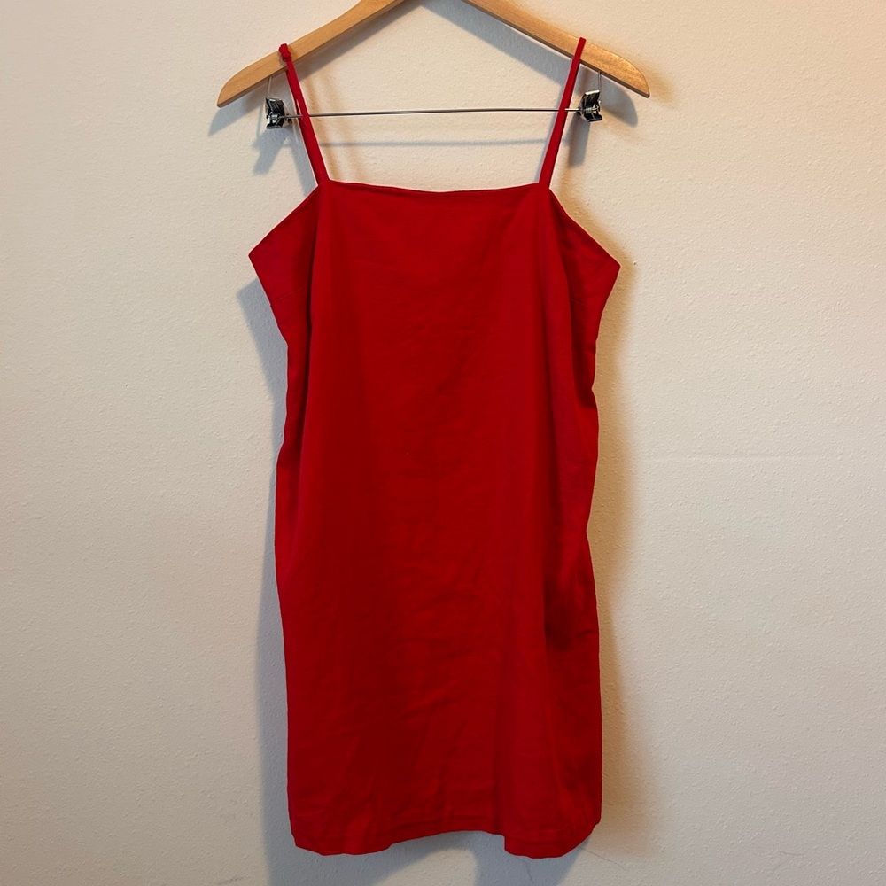 a new day Women’s Small Red Linen Blend Slip On Mini Dress